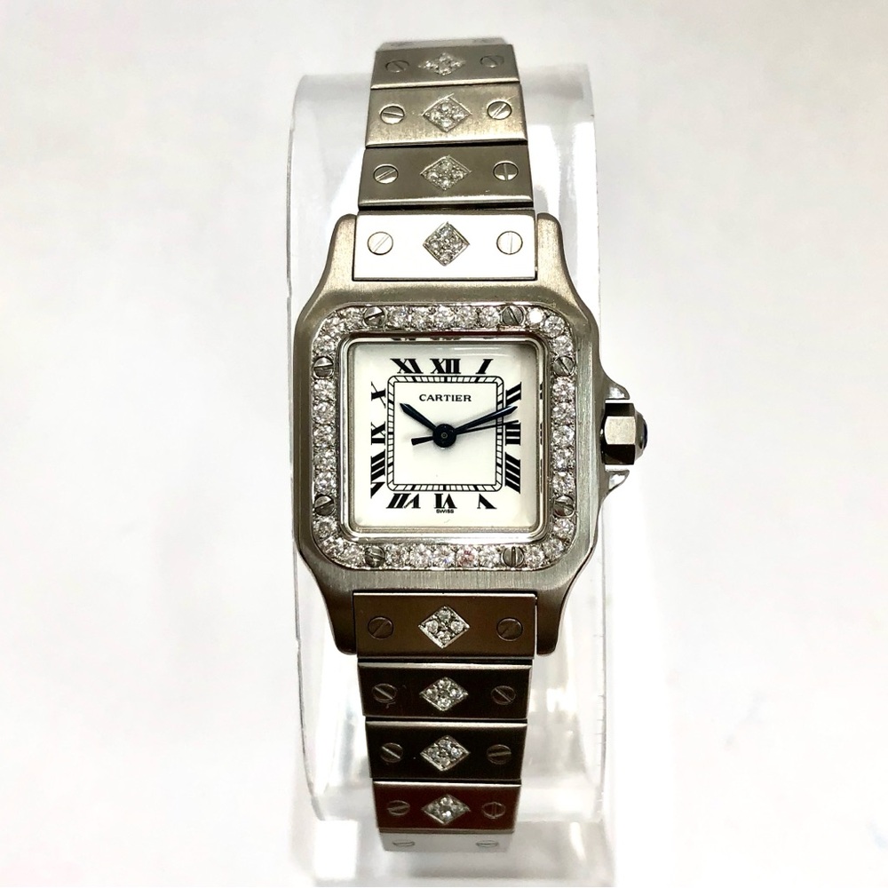 CARTIER SANTOS GALBEE 24mm Automatic Steel 1.44TCW Diamond Watch White Dial